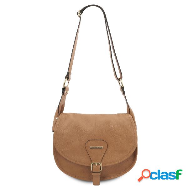 Borsa a tracolla in pelle morbida Talpa chiaro