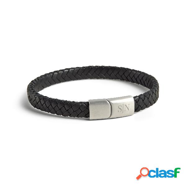 Bracciale Singolo in Pelle - Uomo - Nero - S