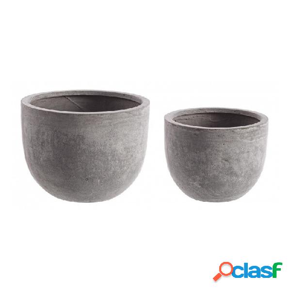 CONTEMPORARY STYLE - Set2 vaso cement to basso grigio