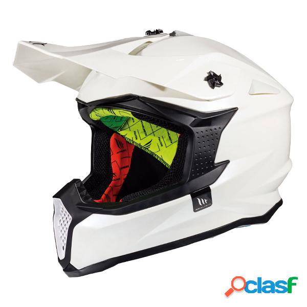 Casco motocross mt helmets falcon solid a0 bianco perlato