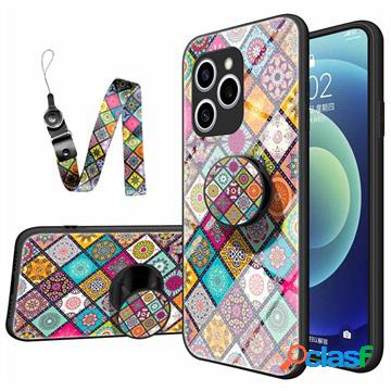 Custodia ibrida Honor 60 SE con motivo a scacchi - Mandala