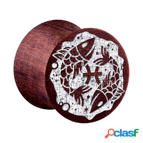 Double Flared Plug (in legno) con laser engraving "zodiac"