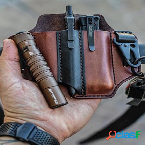 EDC Vera Pelle Torcia Multitool Cintura Fodero Con