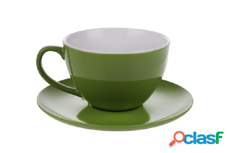 Emporio Zani Mug Jumbo verde oliva con piattino verde