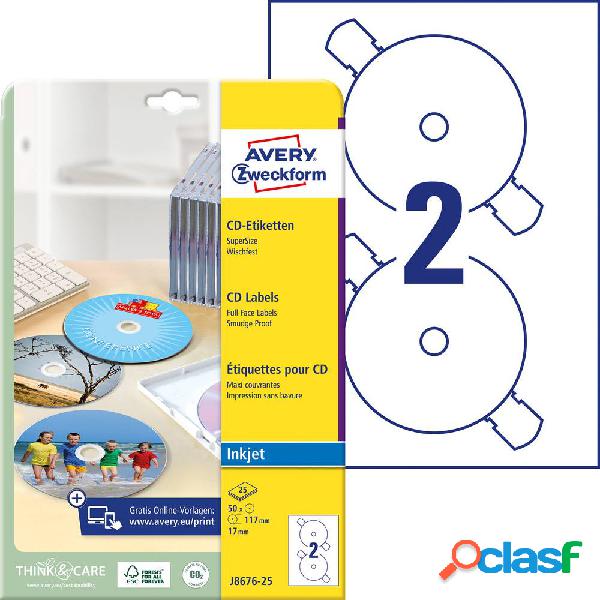 Etichette per CD Avery-Zweckform J8676-25 Ø 117 mm Carta
