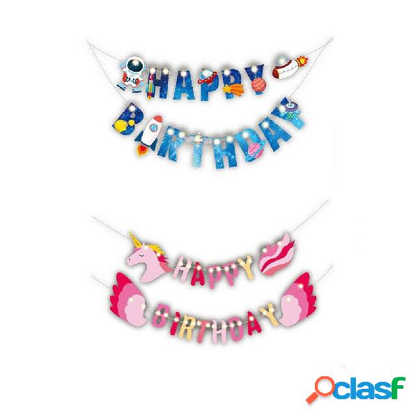 FESTONE LED BUON COMPLEANNO DECORAZIONI ADDOBBI HAPPY