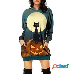 Felpa con cappuccio da donna vestito a trapezio corto mini