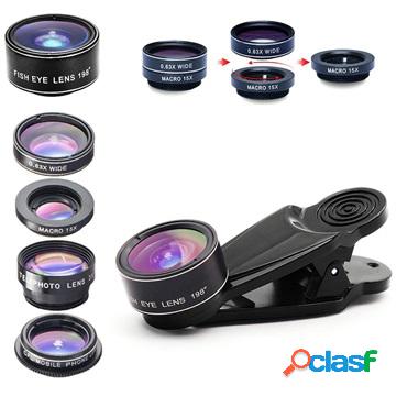 Kit obiettivo per fotocamera universale a clip 5 in 1 per