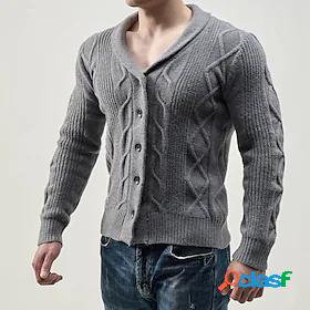 Mens Cardigan Sweater Jumper Cable Knit Knitted Button Shirt