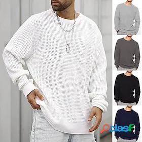 Mens Cardigan Sweater Jumper Waffle Knit Knitted Cropped