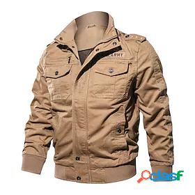 Mens Cotton Bomber Jacket Hiking Windbreaker Military