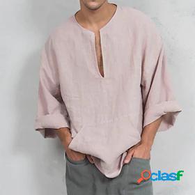 Mens Deep V Yoga Top Split Pocket Solid Color White Rosy