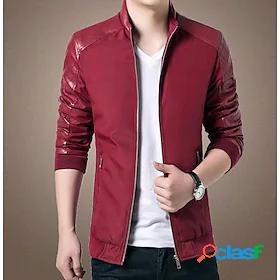 Mens Faux Leather Jacket Leisure Korean Sports Going out