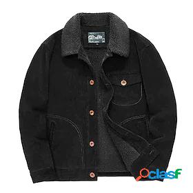 Mens Fleece Jacket Fur Collar Stylish Minimalism Casual