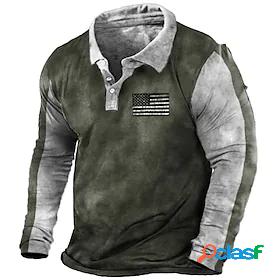 Mens Golf Shirt National Flag 3D Print Turndown Street