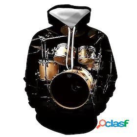 Mens Graphic Musical Instrument Hoodie Pullover Hoodie