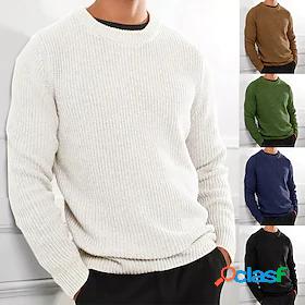Mens Pullover Sweater Jumper Ribbed Knit Knitted Cropped