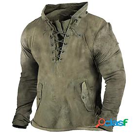 Mens Solid Color Sweatshirt Pullover Lace up Daily Holiday