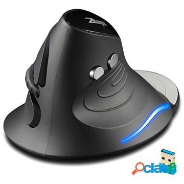 Mouse da gioco wireless verticale Zelotes F-17 - nero