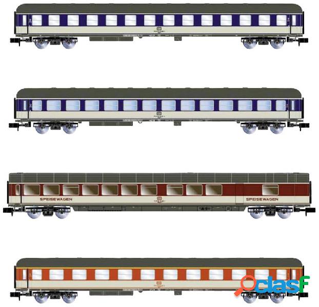 N Set di 4 vagoni per treno da viaggio della DB Arnold