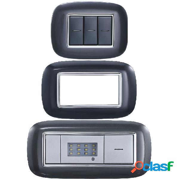 PLACCA OVAL 3 4 6 MODULI COLORE NERO COMPATIBILE CON BTICINO