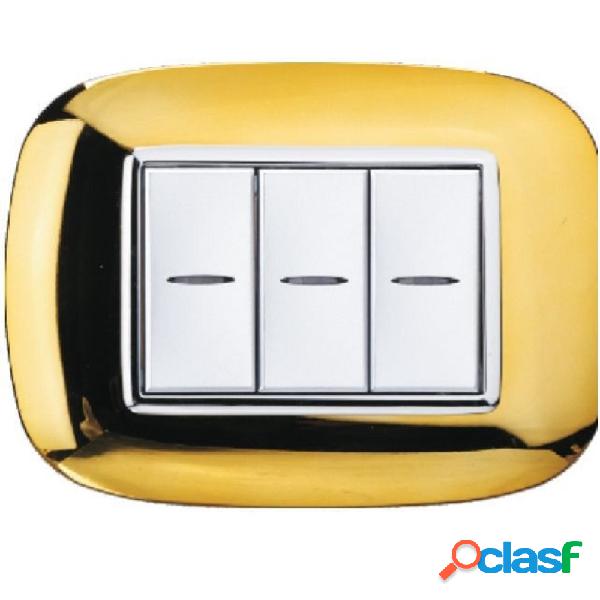 PLACCA OVAL 3 4 6 MODULI COLORE ORO LUCIDO COMPATIBILE