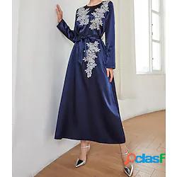 Per donna Abito in raso Abito casual Vestito maxi Blu scuro