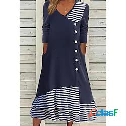 Per donna Abito linea A Vestito longuette Blu scuro Mezza