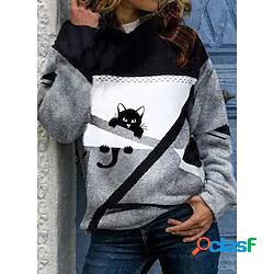 Per donna Felpa con cappuccio pullover Gatto Tasca frontale