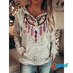 Per donna Felpa con cappuccio pullover Piume Tasca frontale