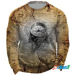 Per uomo Unisex Felpa Maglione Mappa Stampe astratte Stampa