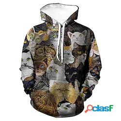 Per uomo Unisex Felpa con cappuccio pullover Gatto Stampe