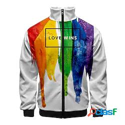 Per uomo Unisex Felpa con zip Giacca di pelle Arcobaleno