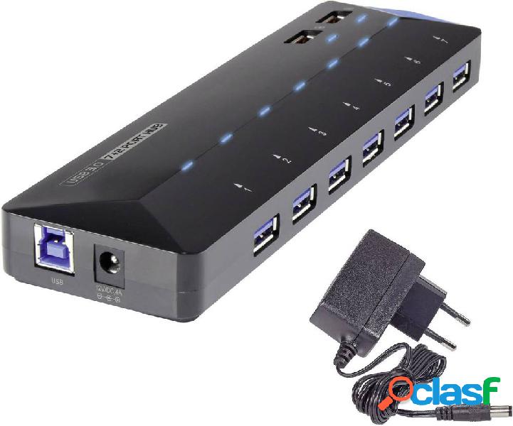 Renkforce 7+2 porte Hub USB 3.0 Con porta di ricarica