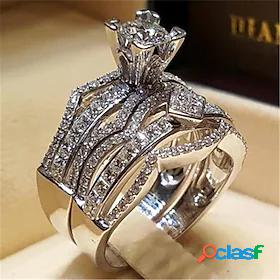 Ring Wedding Silver Silver 2 Silver 4 Platinum Plated Alloy