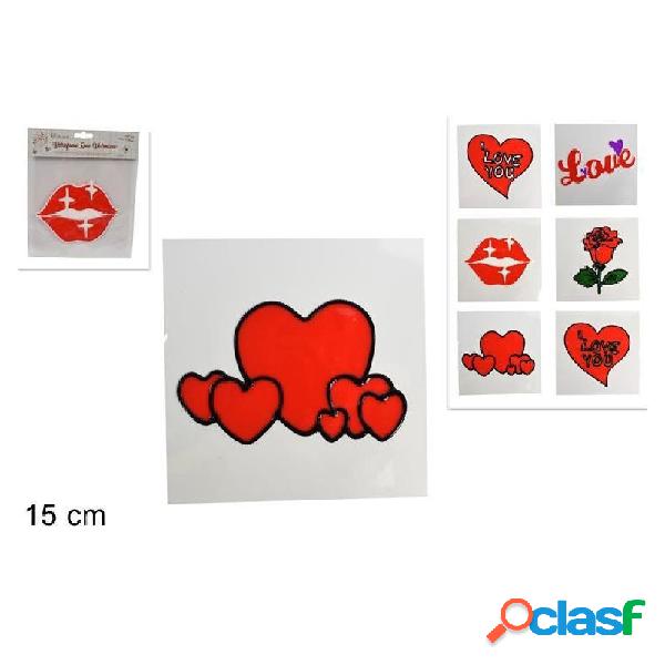 SET 3 VETROFANIA ADESIVI STICKER 15CM SAN VALENTINO AMORE