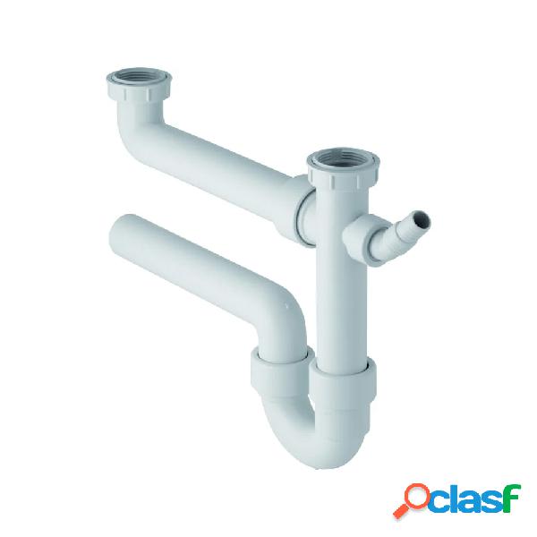 Sifone per lavello Geberit a 2 vie con attacco 1''1/4 in Abs
