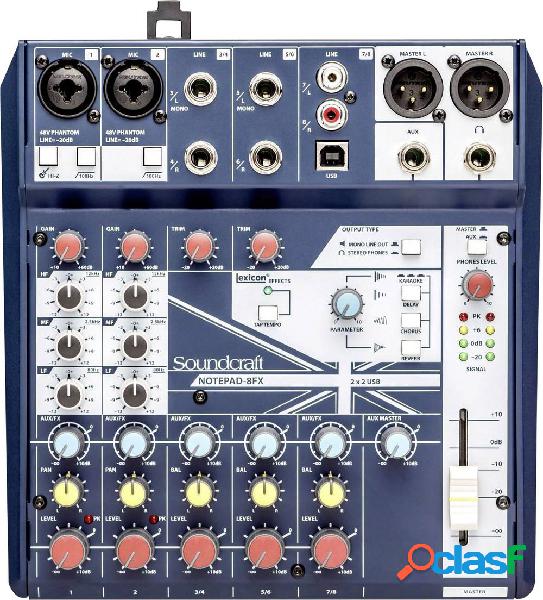 SoundCraft Notepad 8FX Mixer DJ Numero canali:8 Collegamento