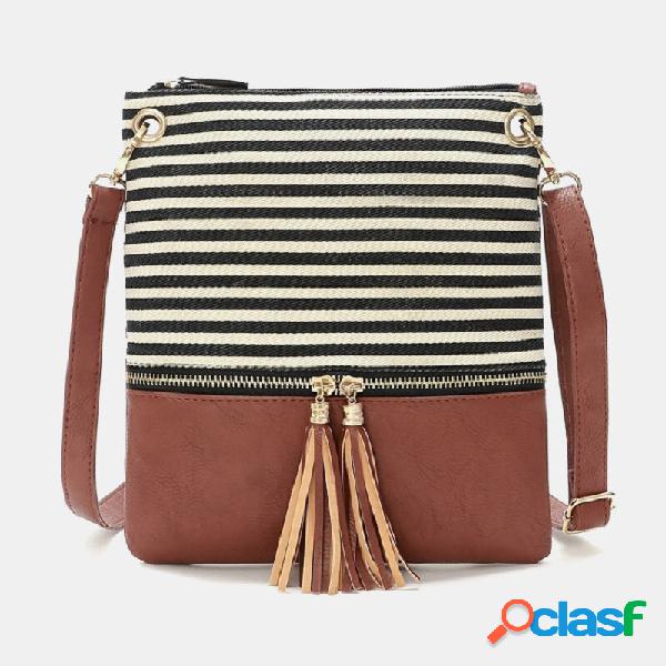 Tracolla casual in tela nappa a righe da donna Borsa spalla