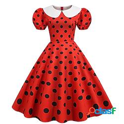 Vestito altalena da donna al ginocchio vestito rosso manica