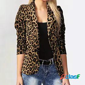Womens Blazer Leopard Print Basic Modern Cheetah Print Shirt