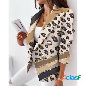 Womens Blazer with Pockets Print OL Style Formal Modern