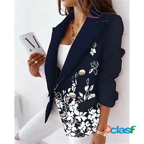 Womens Blazer with Pockets Print Stylish Formal Work Office