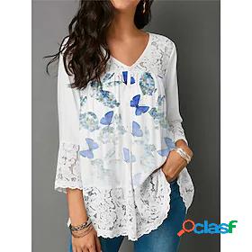 Womens Blouse Butterfly Daily Weekend Butterfly 3/4 Length