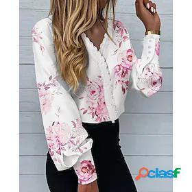 Womens Blouse Floral Heart Star Daily Work Weekend Floral