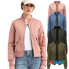 Womens Bomber Jacket Hiking Windbreaker Hiking Fleece Jacket