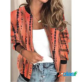 Womens Casual Jacket Full Zip Print Regular Coat White