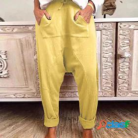 Womens Chinos Trousers Fashion Mid Waist Baggy Leisure