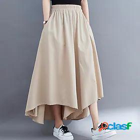 Womens Culottes Wide Leg Trousers Cotton Blend Fashion Mid