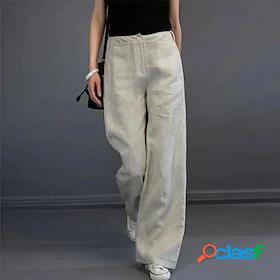 Womens Culottes Wide Leg Trousers Linen / Cotton Blend